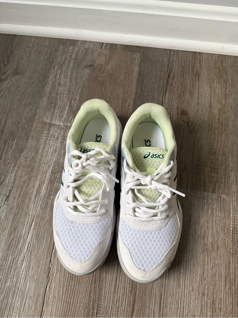 Asics Upcourt 5 Tennis Shoes White Ink Teal Gray Women’s Size 6 1072A088-102 - Picture 8 of 12